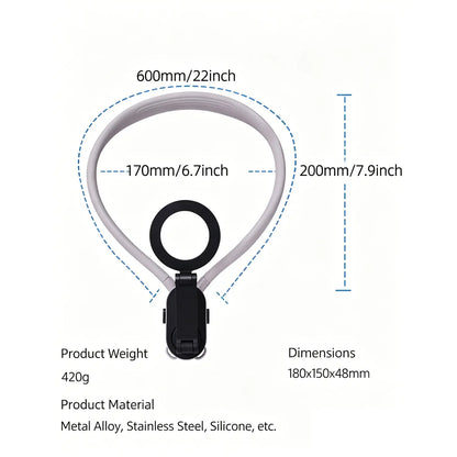 Durable Magnetically Mountable Mobile Phone Neck Lanyard - Aluminium+Silicon Holder, Anti-Drop Safety, Fast Attach, Adjustable Strap, Phone Holders & Mounts for Vlogging, Filming